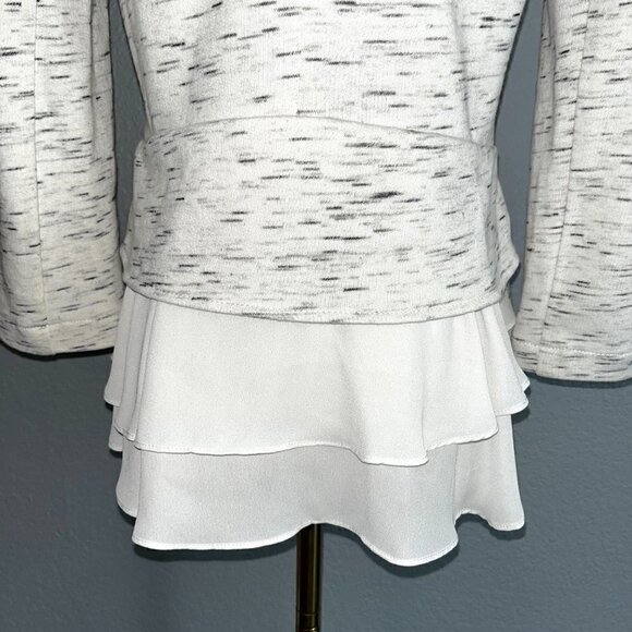 CARTONNIER ANTHROPOLOGIE Knit Blazer Cream Black- chiffon peplum back -NWOT - S - Picture 7 of 12